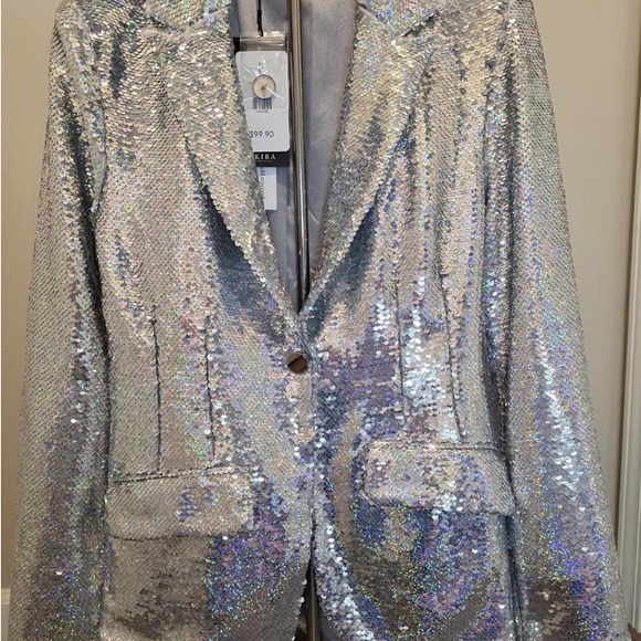 Akira Silver Sequin Women's Tailored Blazer - Picture 1 of 5